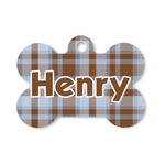 Two Color Plaid Bone Shaped Dog ID Tag - Small (Personalized)