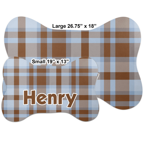 Two Color Plaid Bone Shaped Mat Comparison