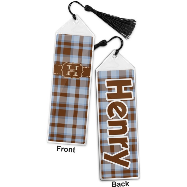 Two Color Plaid Bookmark with tassel - Front and Back