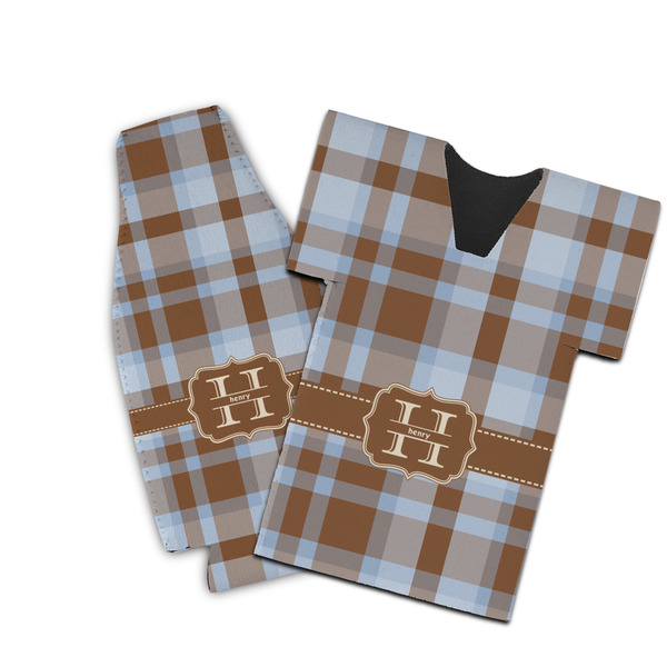 Custom Two Color Plaid Bottle Cooler (Personalized)