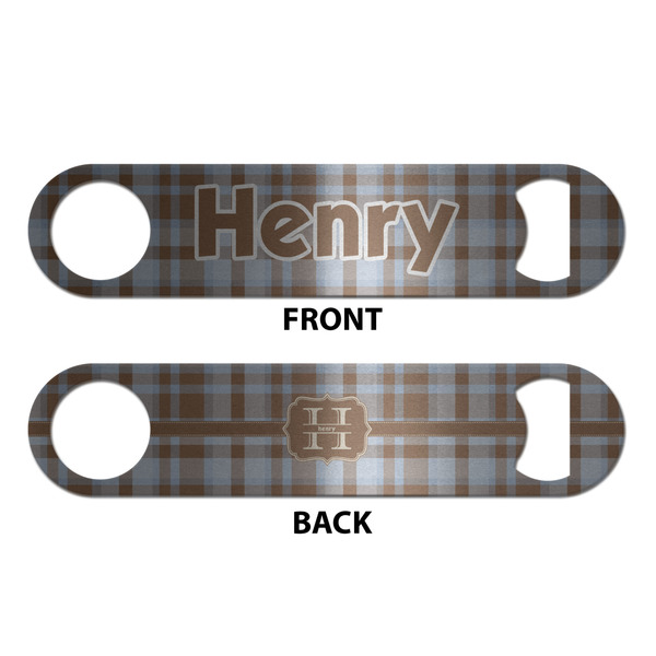 Two Color Plaid Bottle Opener - Front & Back