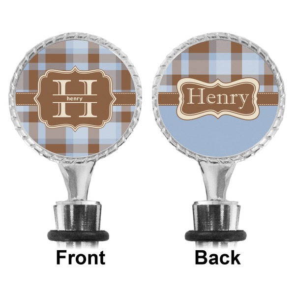 Two Color Plaid Bottle Stopper - Front and Back
