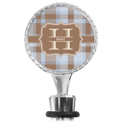 Two Color Plaid Wine Bottle Stopper (Personalized)