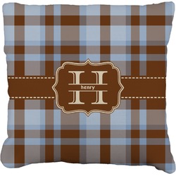 Two Color Plaid Faux-Linen Throw Pillow 18" (Personalized)