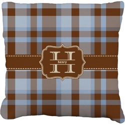 Two Color Plaid Faux-Linen Throw Pillow 20" (Personalized)
