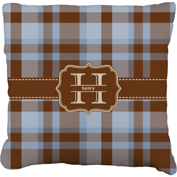 Custom Two Color Plaid Faux-Linen Throw Pillow 20" (Personalized)