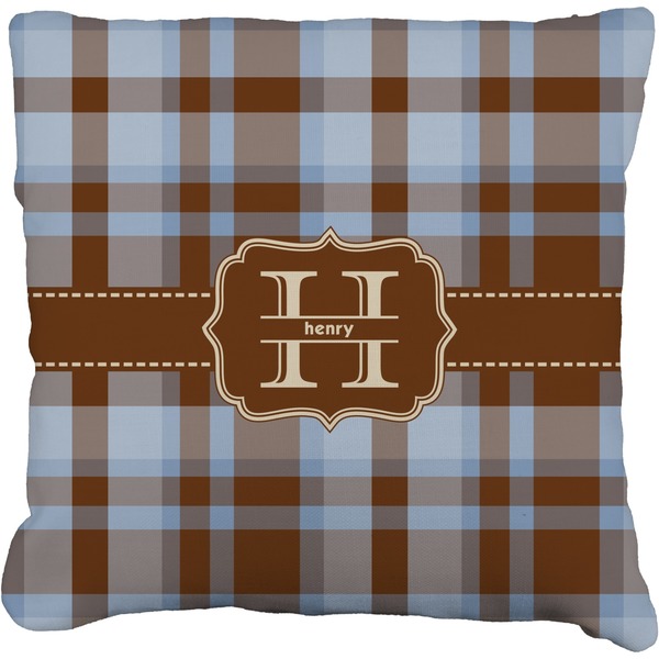 Custom Two Color Plaid Faux-Linen Throw Pillow 26" (Personalized)
