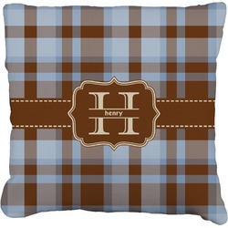 Two Color Plaid Faux-Linen Throw Pillow (Personalized)