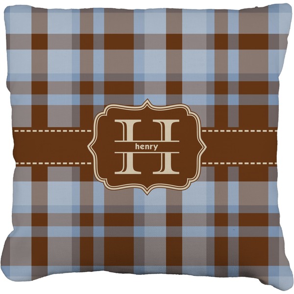 Custom Two Color Plaid Faux-Linen Throw Pillow (Personalized)