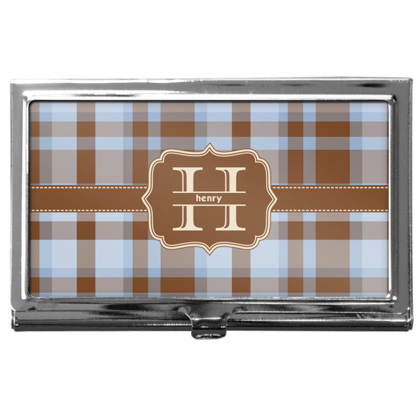 Custom Two Color Plaid Business Card Case