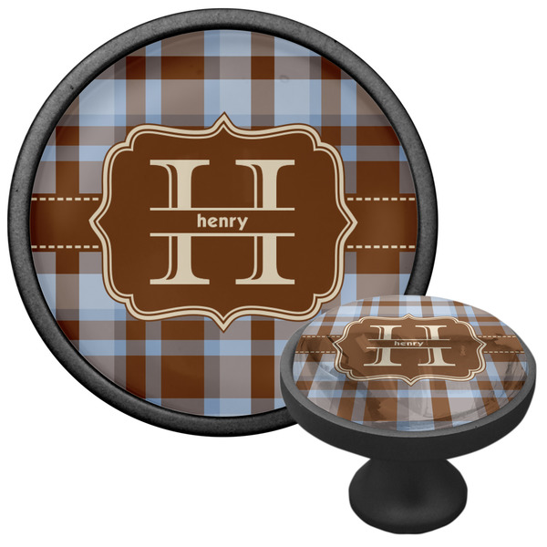 Two Color Plaid Cabinet Knob - Black - Multi Angle