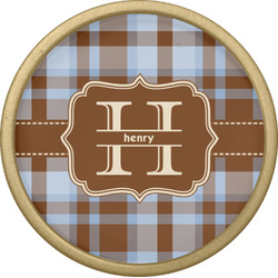 Two Color Plaid Cabinet Knob - Gold (Personalized)