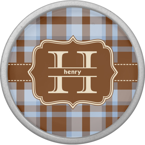 Two Color Plaid Cabinet Knob - Nickel - Front