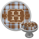 Two Color Plaid Cabinet Knob (Silver) (Personalized)