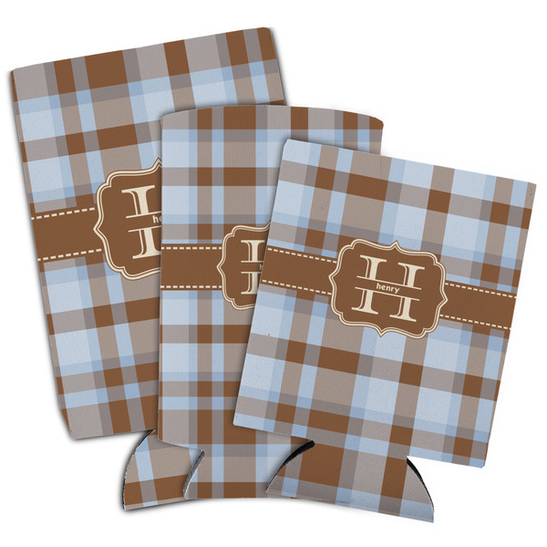 Two Color Plaid Can Coolers - PARENT/MAIN