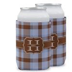 Two Color Plaid Can Cooler (12 oz) w/ Name and Initial
