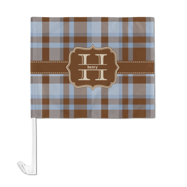 Two Color Plaid Car Flag - Large - FRONT