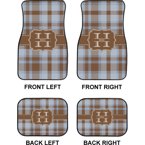 Two Color Plaid Car Floor Mats Set (2F + 2B)
