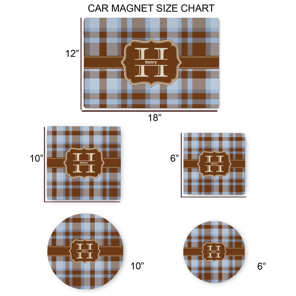 Two Color Plaid Car Magnets - SIZE CHART