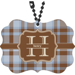 Two Color Plaid Rear View Mirror Charm (Personalized)