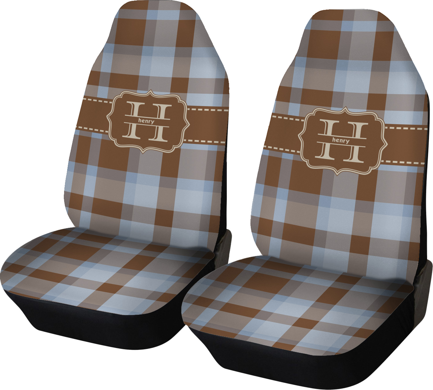 Two Color Plaid Car Seat Covers (Set of Two) (Personalized