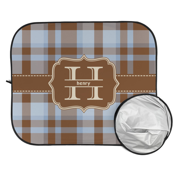 Two Color Plaid Car Sun Shades - FOLDED & UNFOLDED