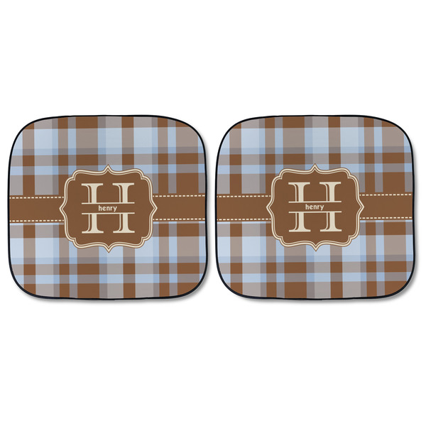Two Color Plaid Car Sun Shades - FRONT