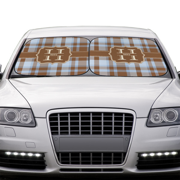Two Color Plaid Car Sun Shades - IN CONTEXT
