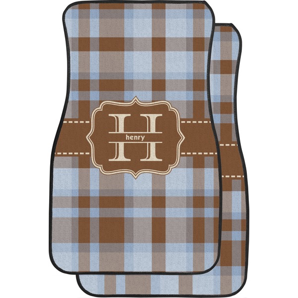 Custom Two Color Plaid Car Floor Mats (Front Seat) (Personalized)