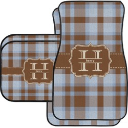 Two Color Plaid Car Floor Mats Set - 2 Front & 2 Back (Personalized)