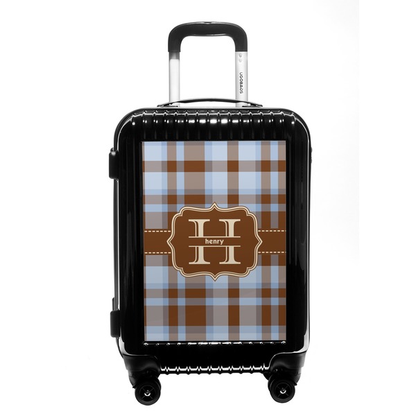 Custom Two Color Plaid Carry On Hard Shell Suitcase (Personalized)