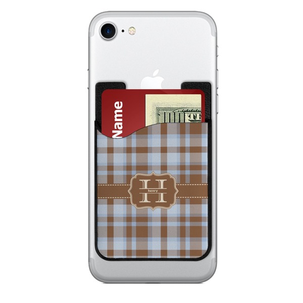 Custom Two Color Plaid 2-in-1 Cell Phone Credit Card Holder & Screen Cleaner (Personalized)