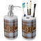 Two Color Plaid Ceramic Bathroom Accessories Set (Personalized)
