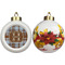 Two Color Plaid Ceramic Christmas Ornament - Poinsettias (APPROVAL)
