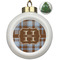 Two Color Plaid Ceramic Christmas Ornament - Xmas Tree (Front View)