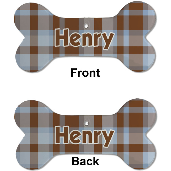 Two Color Plaid Ceramic Flat Ornament - Bone Front & Back (APPROVAL)