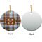 Two Color Plaid Ceramic Flat Ornament - Circle Front & Back (APPROVAL)