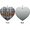 Two Color Plaid Ceramic Flat Ornament - Heart Front & Back (APPROVAL)