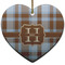 Two Color Plaid Ceramic Flat Ornament - Heart (Front)