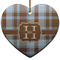 Two Color Plaid Heart Ceramic Ornament w/ Name and Initial