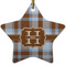 Two Color Plaid Ceramic Flat Ornament - Star (Front)