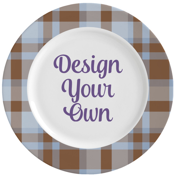Custom Two Color Plaid Ceramic Dinner Plates (Set of 4) (Personalized)