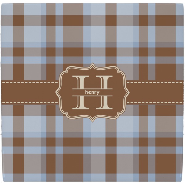 Custom Two Color Plaid Ceramic Tile Hot Pad (Personalized)