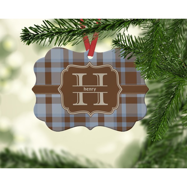 Two Color Plaid Christmas Ornament (On Tree)