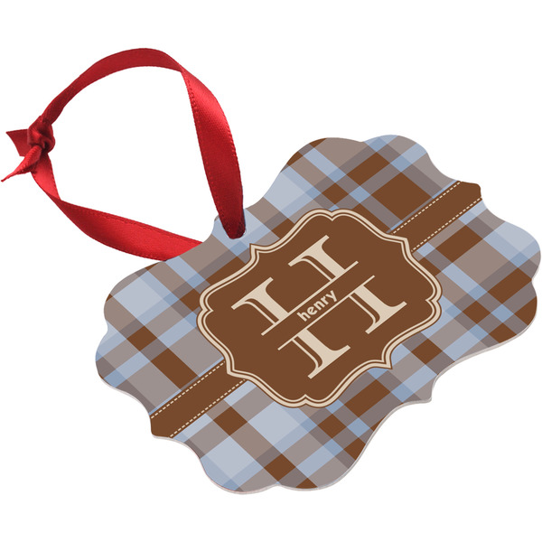 Two Color Plaid Christmas Ornament