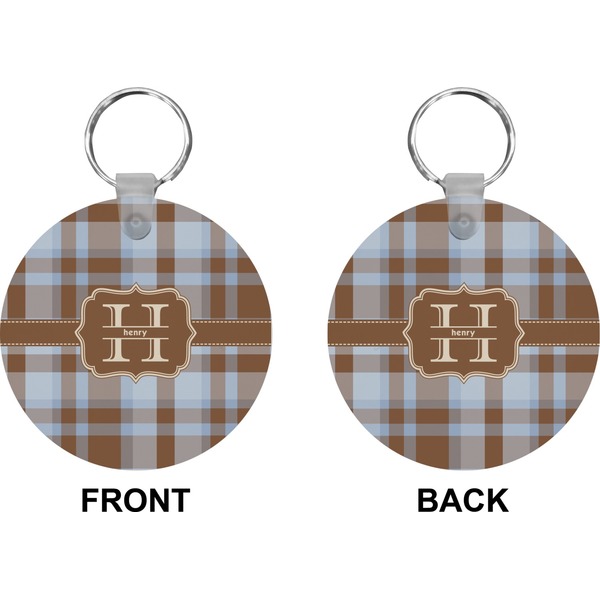 Two Color Plaid Circle Keychain (Front + Back)