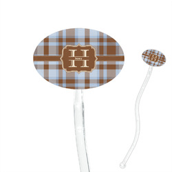 Two Color Plaid 7" Oval Plastic Stir Sticks - Clear (Personalized)