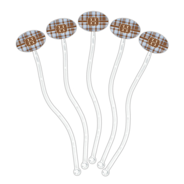 Two Color Plaid Clear Plastic 7" Stir Stick - Oval - Fan