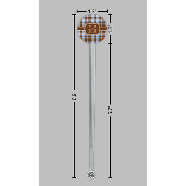 Two Color Plaid Clear Plastic 7" Stir Stick - Round - Dimensions