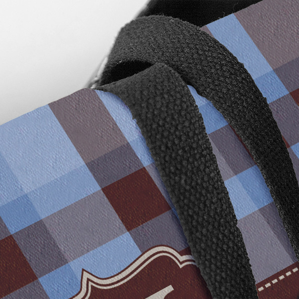 Two Color Plaid Closeup of Tote w/Black Handles